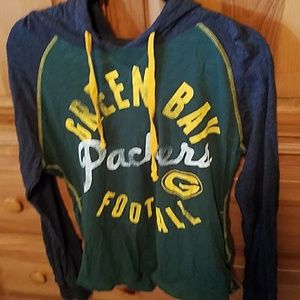 **Green Bay Packers** Hooded tshirt.  Official NFL