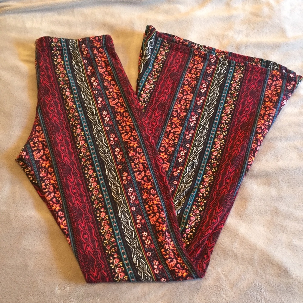 Patterned Bell Bottom Pants