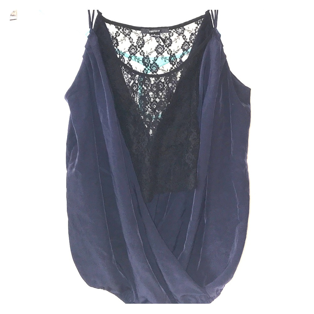 Navy laced strapped blouse size S