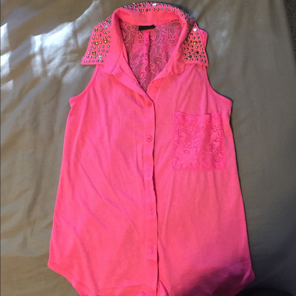 Pink Lacey button up
