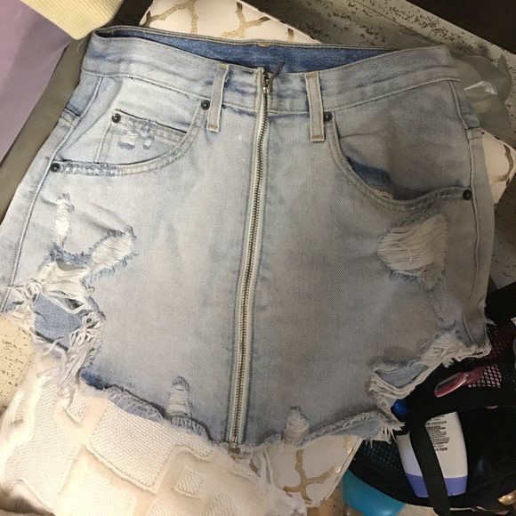 zipper jean skirt