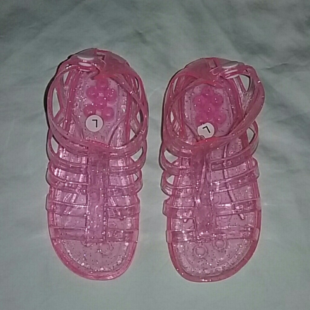 NWOT Pink glitter jelly sandals