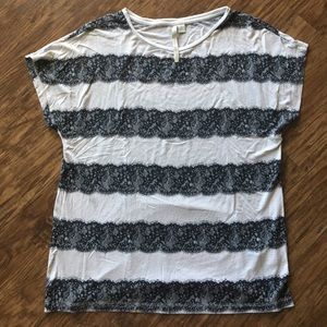 Lauren Conrad Cream and Lace Oversized Top