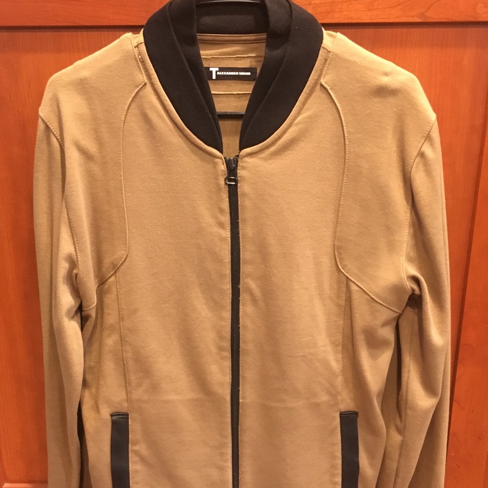 T By Alexander Wang double collar Bomber w leather