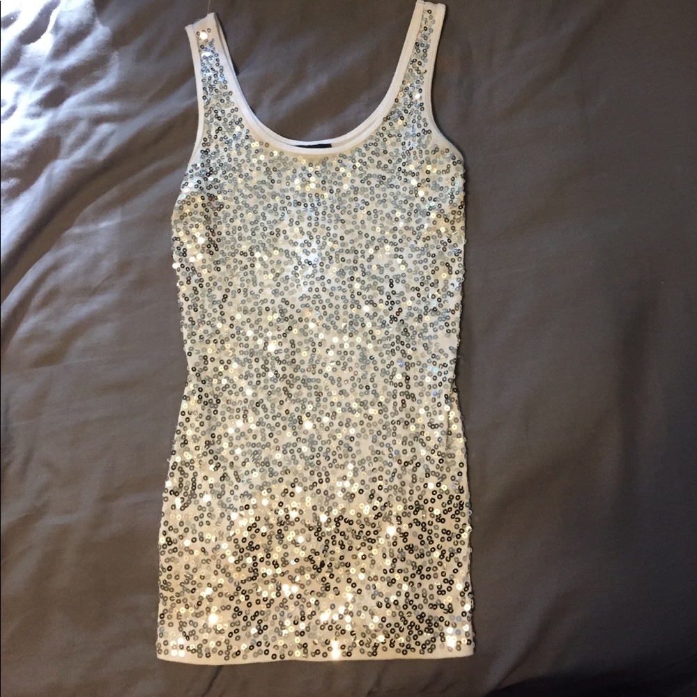 White sequin tank