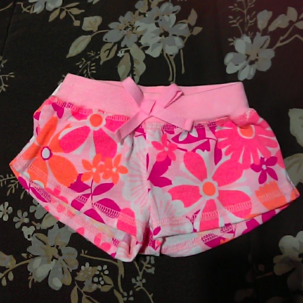 3 Month Pink, purple, and orange flowered shorts