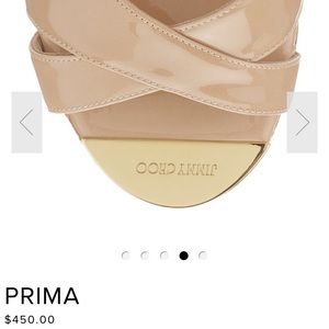 JIMMY CHOO Prima nude patent leather wedge sandals