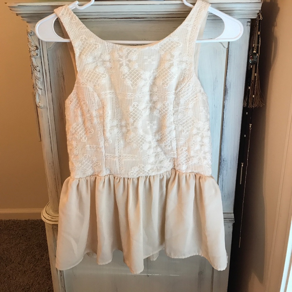 Cream Peplum Top