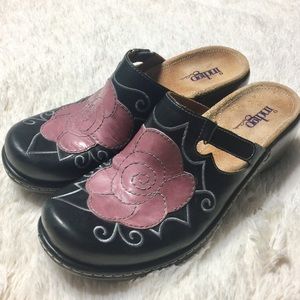 Indigo Clarks Slide On Clogs Platform Shoes Roses