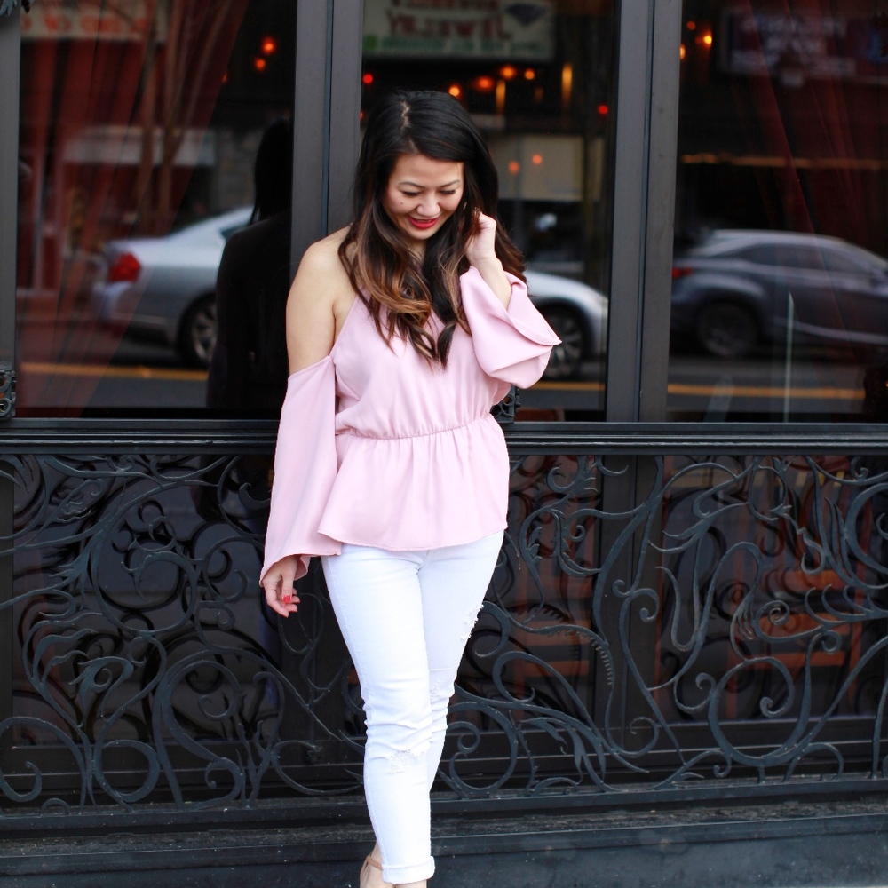 Pink Cold Shoulder Top - Picture 3 of 3