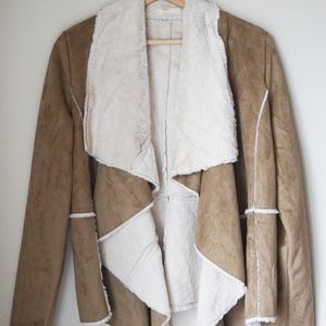 LIKE NEW Draped faux shearling & faux suede jacket