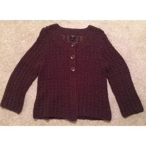 Talbots's hand-knit brown button-up sweater sz L