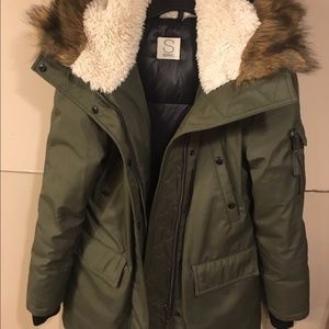 Hooded Army Green Down Parka