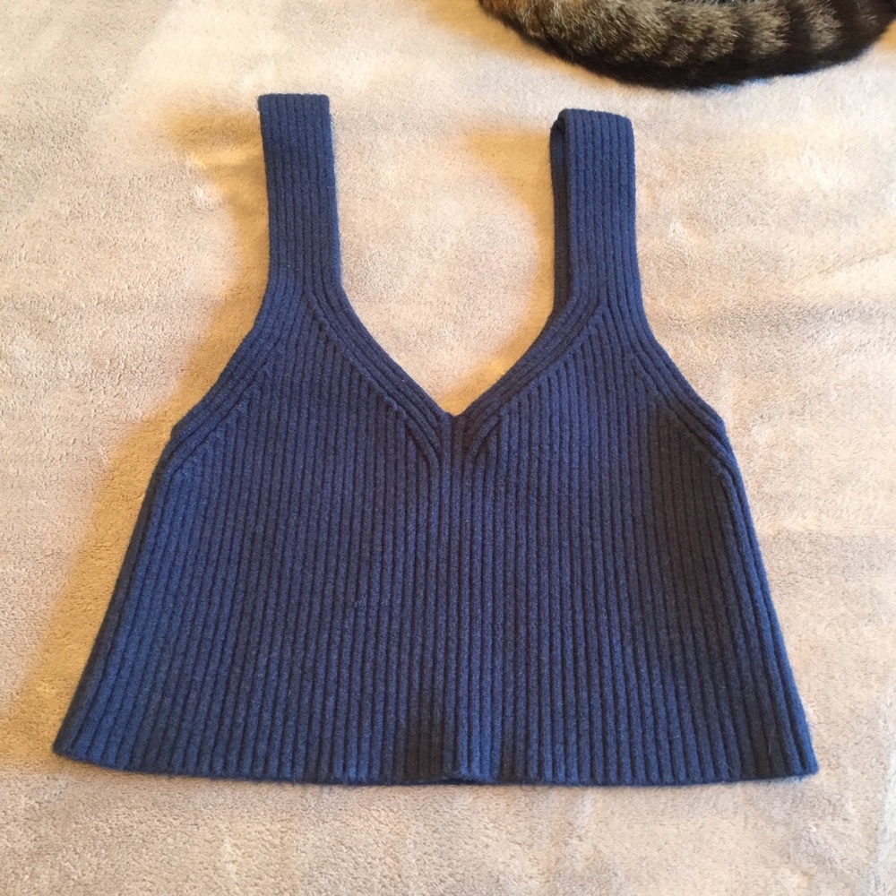Blue Sweater Crop Top