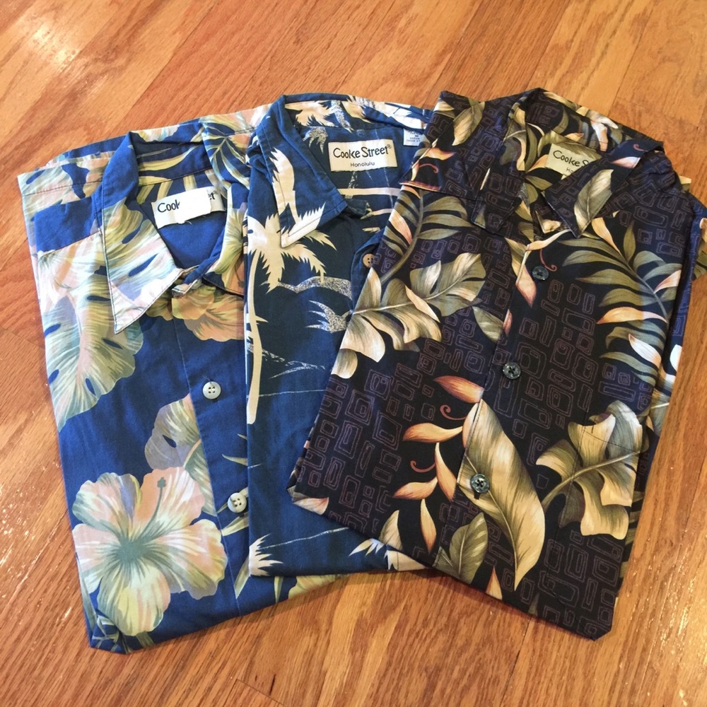 Cooke Street Hawaiian Button Down Shirts. Lot of 3