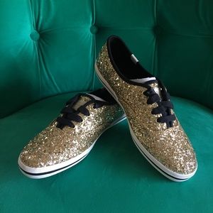 Kate Spade Keds Sneakers • Gold Glitter • 7
