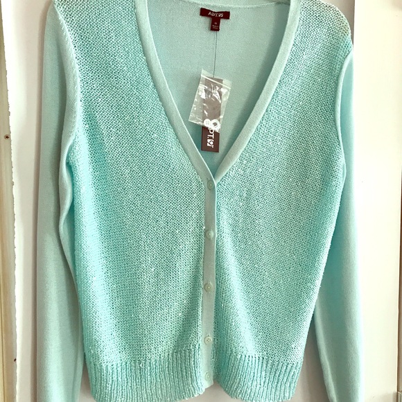 Turquoise Sequin front Cardigan - Picture 1 of 2