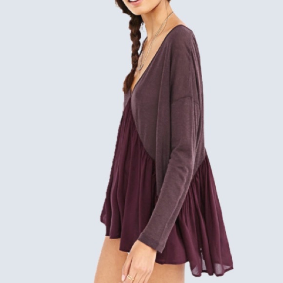 Swingy Longsleeve TOP Flowy Trapeze Tee T-Shirt - Picture 2 of 5