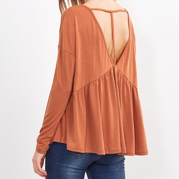 Swingy Longsleeve TOP Flowy Trapeze Tee T-Shirt - Picture 5 of 5