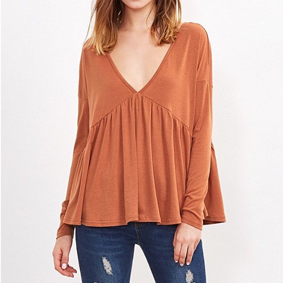 Swingy Longsleeve TOP Flowy Trapeze Tee T-Shirt - Picture 4 of 5