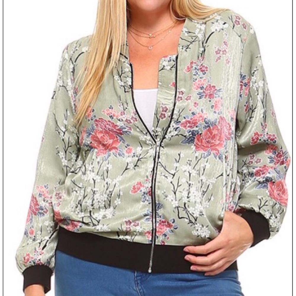Sale Sage Floral Plus Size Jacket