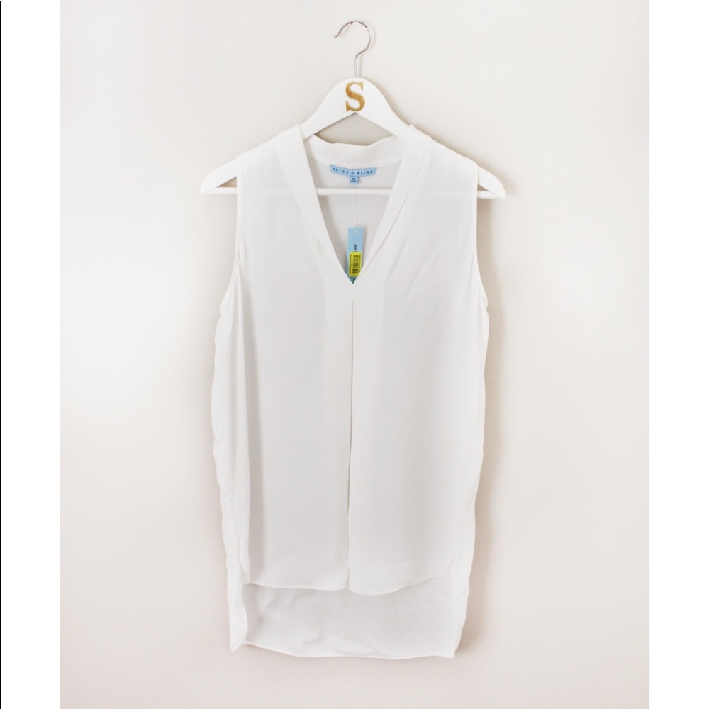 Antonio Melani White Sleeveless Blouse