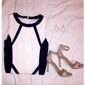 JESSICA SIMPSON Black and white sleeveless dress