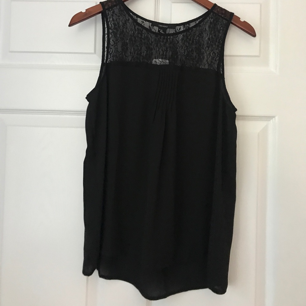 NWT Forever 21 Sleeveless Blouse with Lace Trim