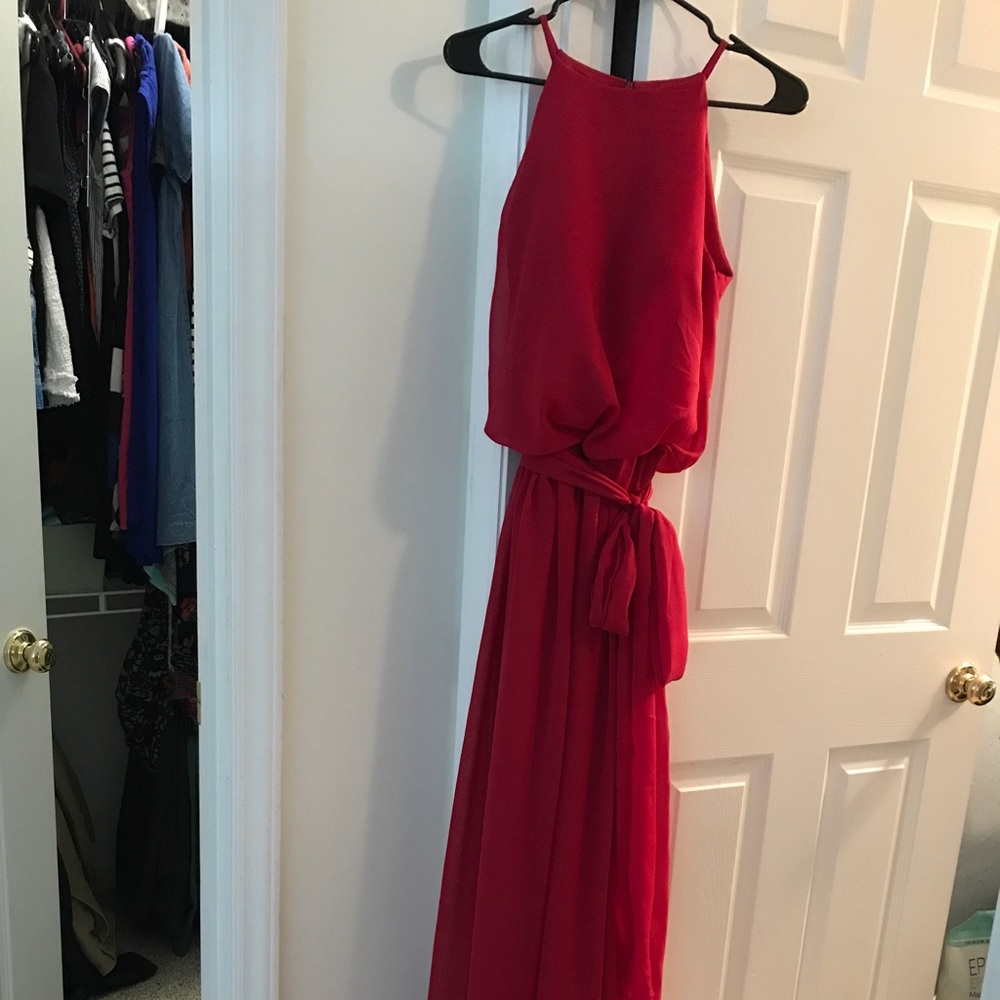 Long NEVER WORN burgundy BHLDN bridesmaid dress