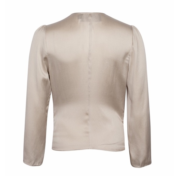 * LAST ONE * silver silky tie front top - Picture 2 of 4