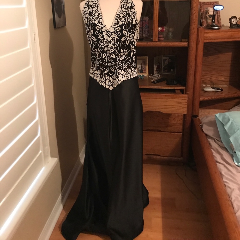 Trained formal skirt with beaded halter