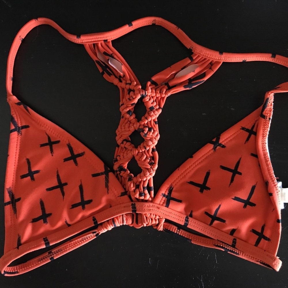 RVCA Women's Orange Bikini Swim Top XS