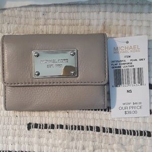 NWT Michael Kors gray leather wallet