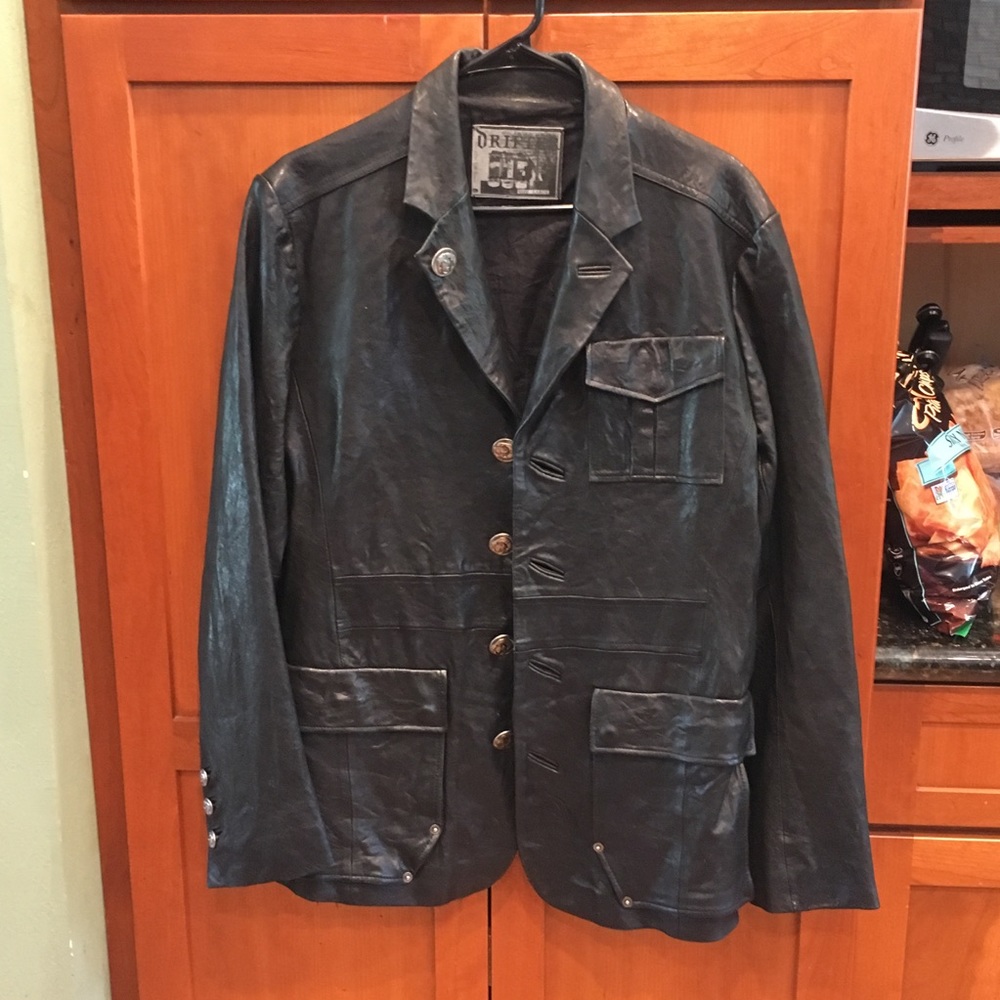 Drifter Sample cargo pocket leather jacket
