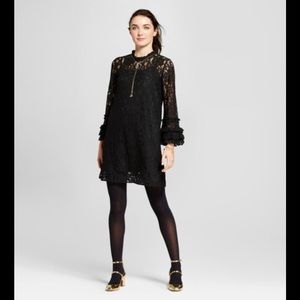Who What Wear Black Lace Shift Dress