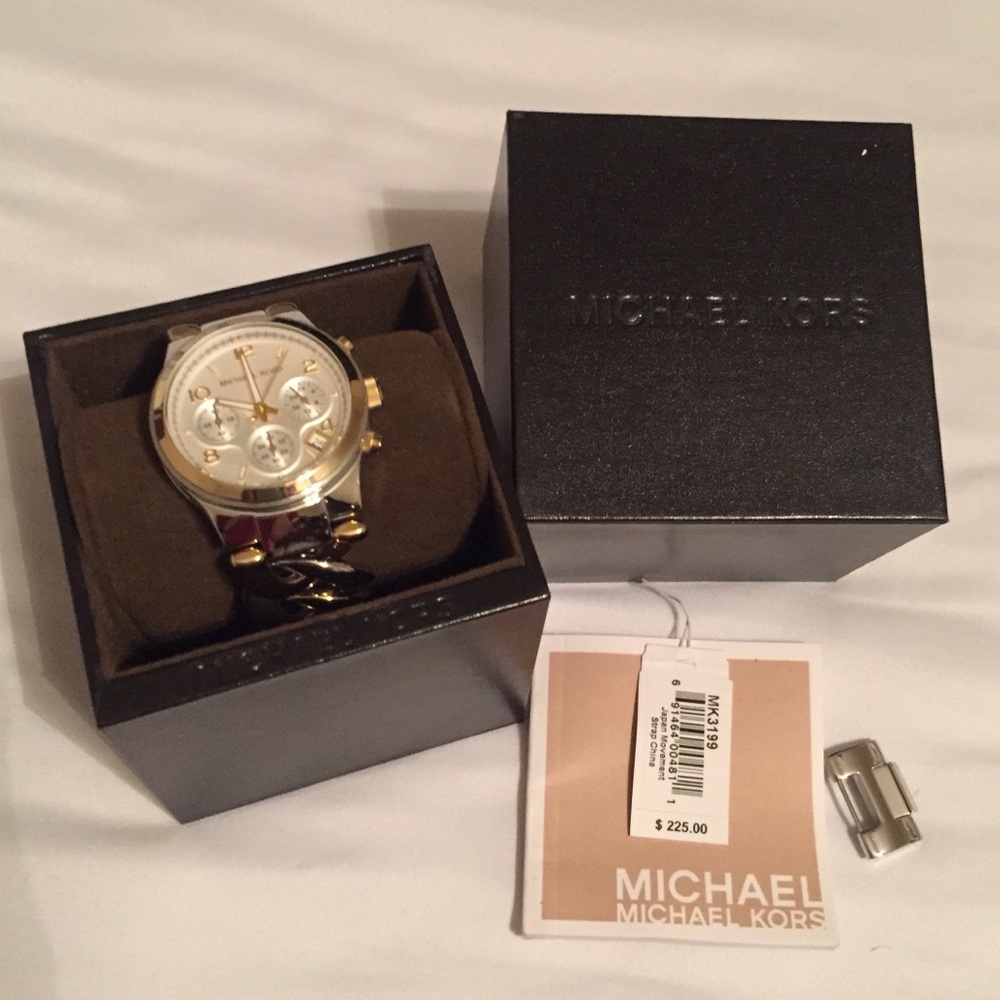 Michael Kors Runway Two Tone Twisted Link Watch
