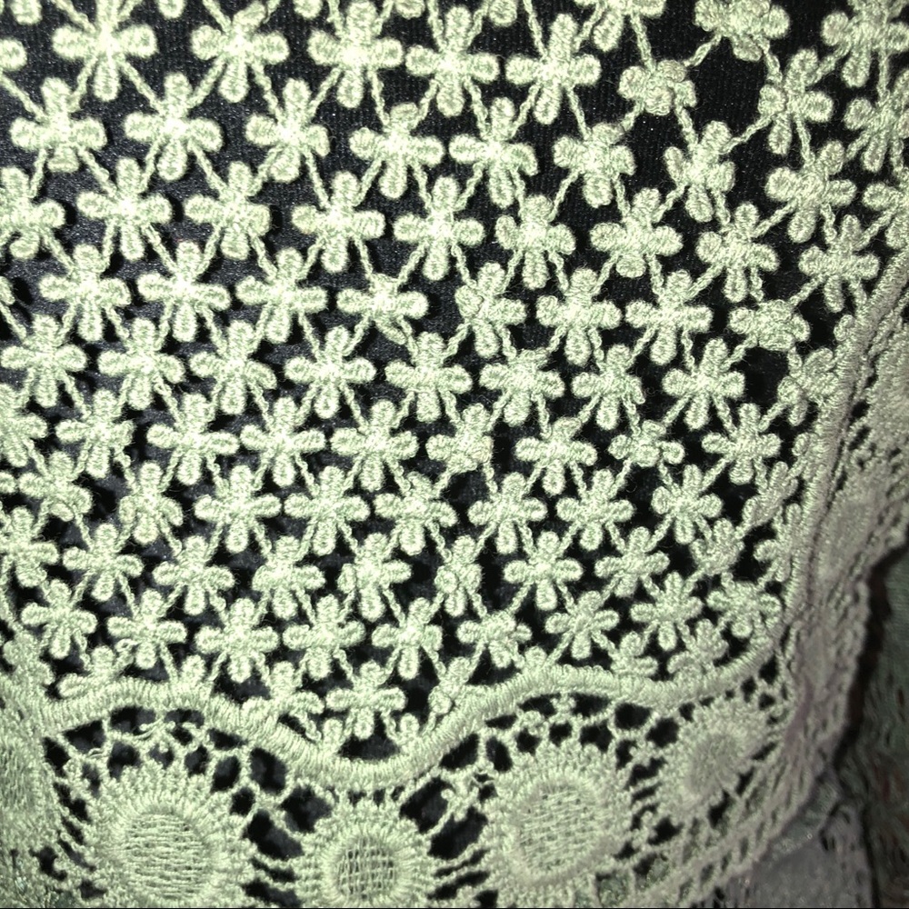 EVOGUES SPECTACULAR OLIVE SHEER CROCHETED TOP - Picture 4 of 8