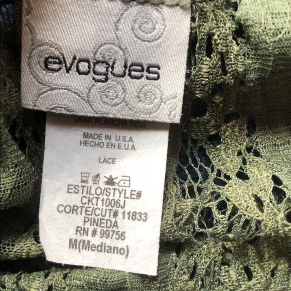 EVOGUES SPECTACULAR OLIVE SHEER CROCHETED TOP - Picture 7 of 8