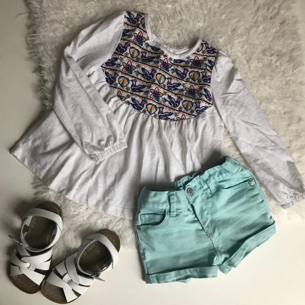 Osh KOSH long sleeve bird print tee
