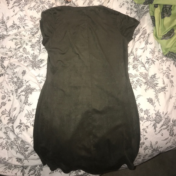 Suede Army Green Dress - Picture 2 of 2