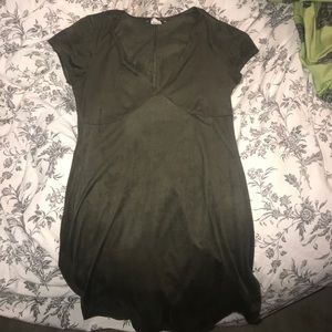 Suede Army Green Dress