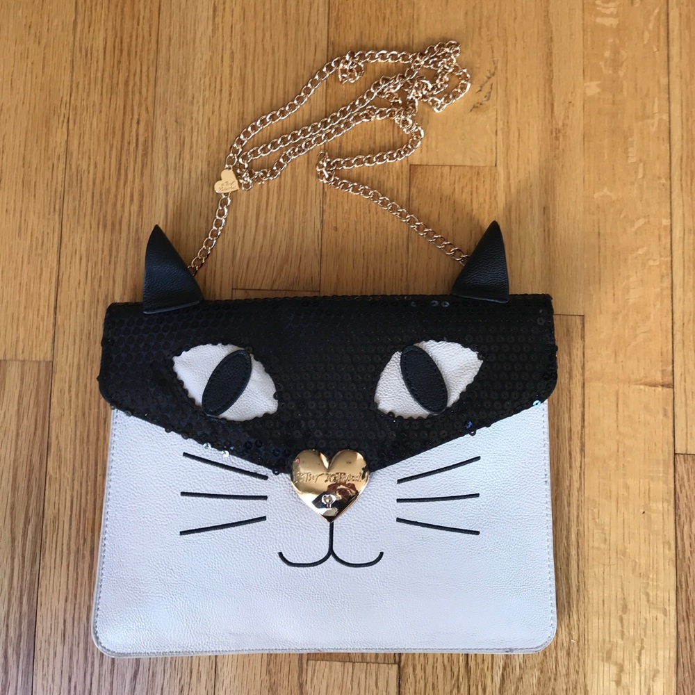 Betsey Johnson Glittery Kitty Crossbody Bag