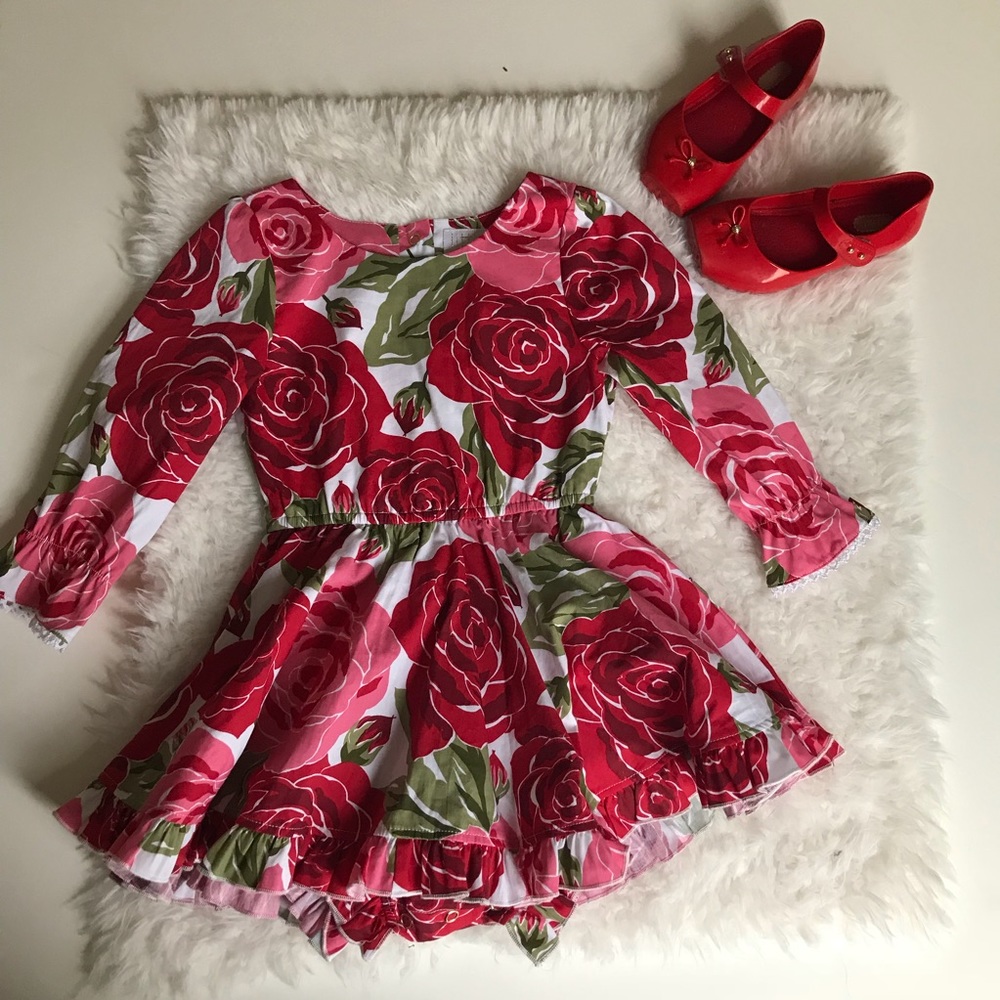 Little minis rose print HTF limited dress!! 3t