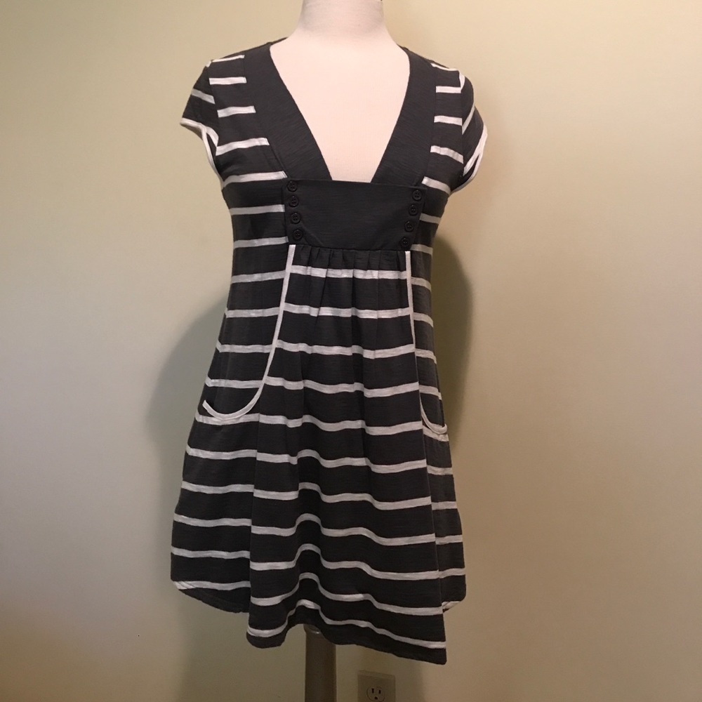 Topshop grey and cream stripped top