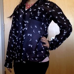 EXPRESS Sparrow Silhouette Black Portofino Shirt