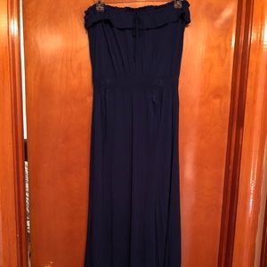 Navy strapless maxi dress