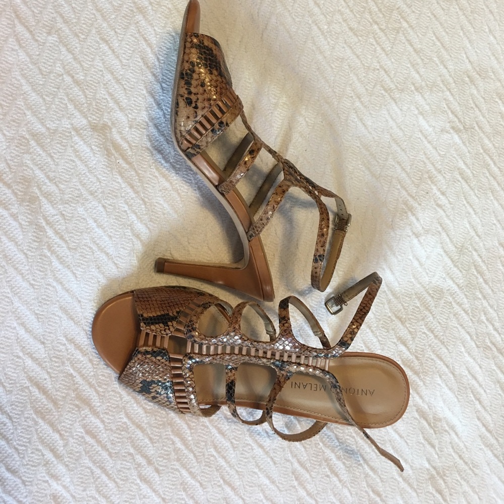 Snake skin heels with ankle strap