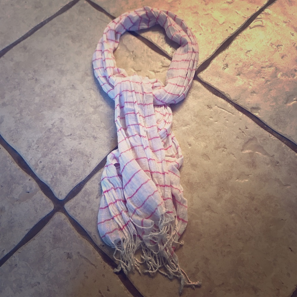 Like New Pink and White Scarf