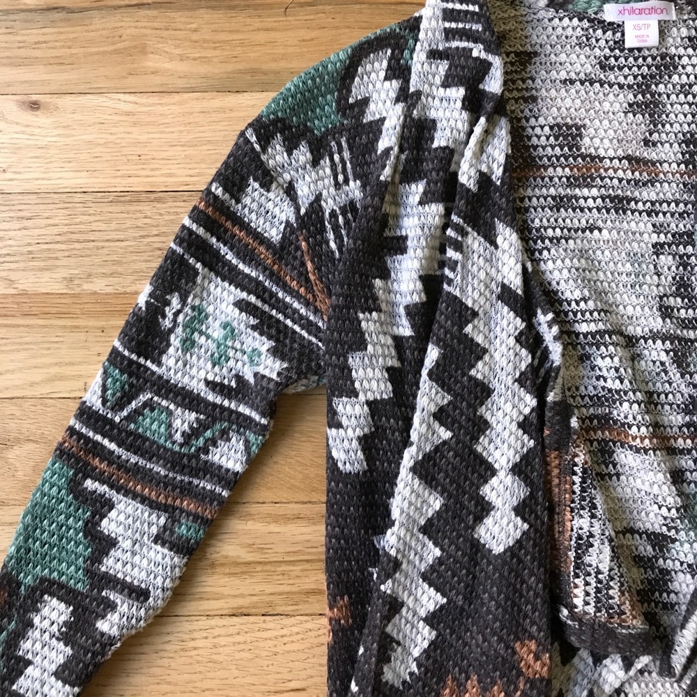 Native woven open cardigan