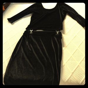 Velvet all black short two piece